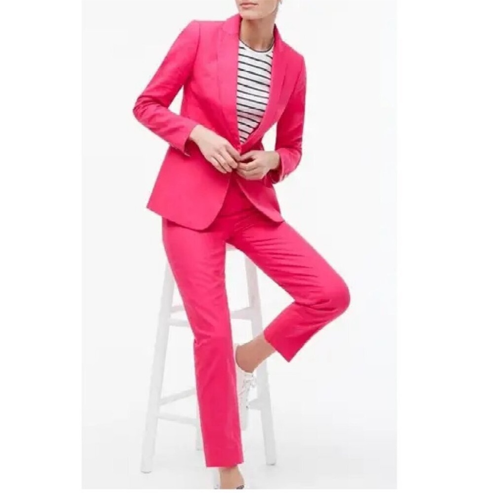 J CREW Holland Linen Cotton Blend One Button Pink Blazer SIZE: 4 - Picture 3 of 11